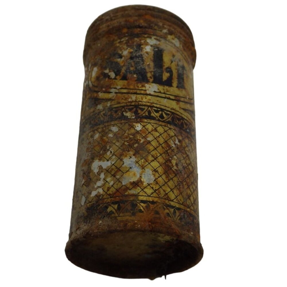 Rusty Salt Can Vintage Shaker Distressed Shabby Retro Rusted Anthropology